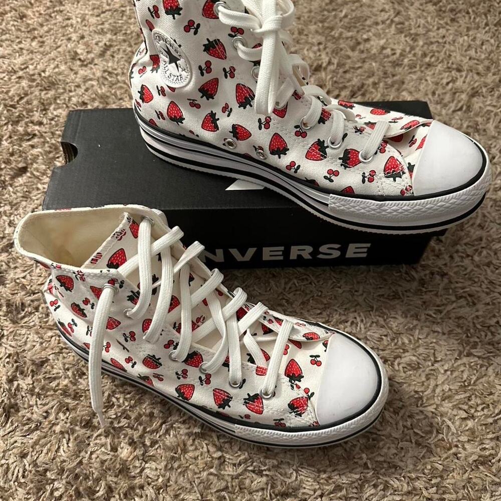 Converse strawberry cherry high tops - Picture 3 of 4